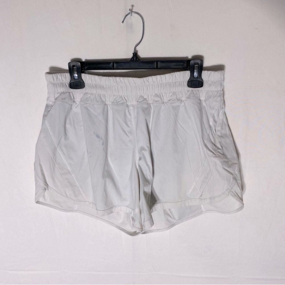 Lululemon White Mid High Rise Lined Activewear Athletic Shorts 12